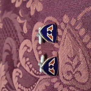 Silver and Blue Shield Cuff Links